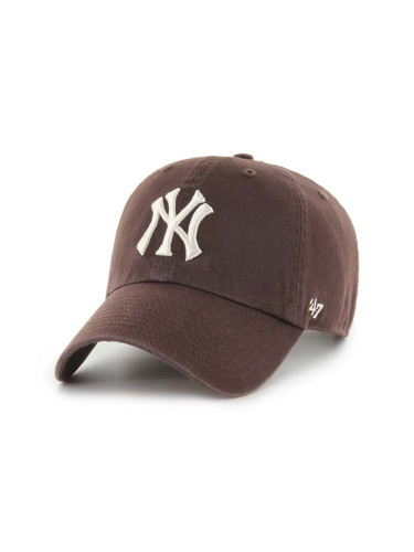 Памучна шапка с козирка 47 brand MLB New York Yankees в кафяво с апликация B-NLRGW17GWS-BWE