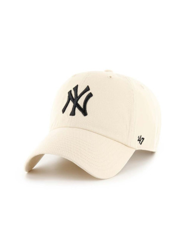 Шапка с козирка 47 brand MLB New York Yankees в бежово с апликация B-NLRGW17GWS-NTQ