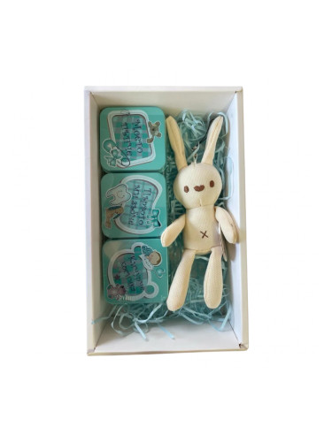 Подаръчен комплект за бебе момче - Меко зайче 