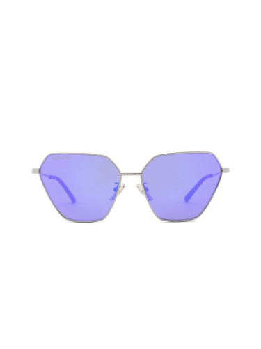 Balenciaga Bb0194S 003 61 - правоъгълна слънчеви очила, unisex, сребърни, огледални