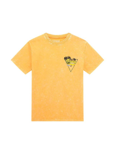 Детска оувърсайз тениска в жълт цвят с щампи Guess