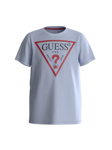 Детска бейсик тениска в син цвят с лого Guess