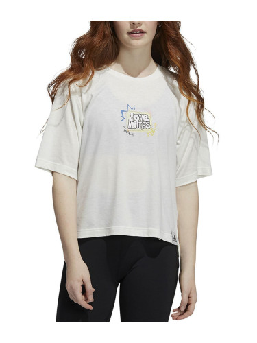 ADIDAS Love Unites Bag Of Sport Graphic Cropped Tee White
