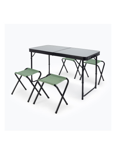 Сгъваема туристическа маса + столове KADVA CAMPtable комплект за 4-6 души сив