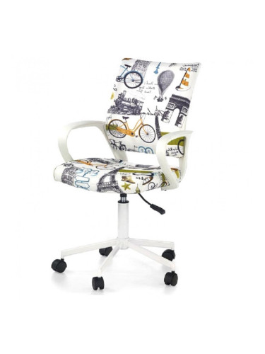 Детски стол Мебели Богдан модел BM Bicycle, Хромирана кръстачка, Подлакътници, Регулируема височина, Многоцветен