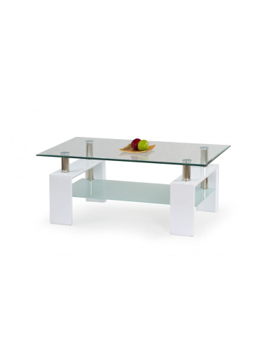 Холна маса Мебели Богдан модел 40-Diana White, размери: 110 / 60 / 45 см, материал: стъкло / МДФ лак 