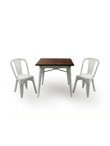 Бар маса Kubo Wood-E20, антично бял