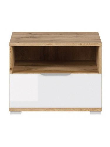 Нощно шкафче Zele KOM1S-E20, дъб вотан/бял гланц