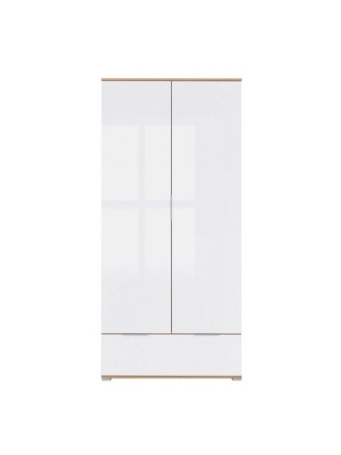 Гардероб ZELE SZF2D1S-E20, дъб вотан/бял гланц