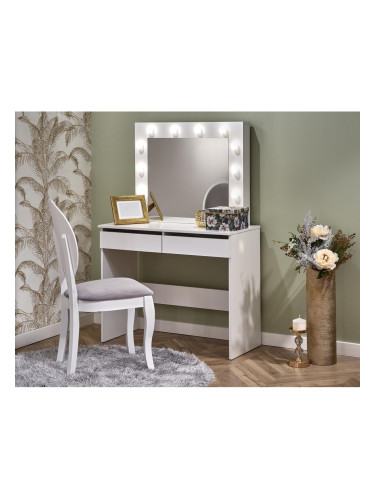 Тоалетка HOLLYWOOD с огледало и осветление, БЯЛА