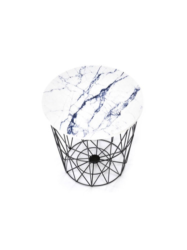 Холна маса Мебели Богдан Harisa-B-E20, Бял мрамор и черно