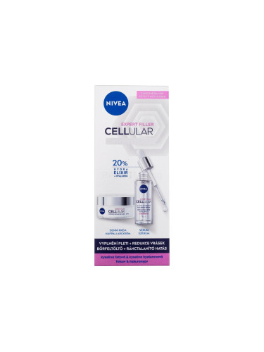 Nivea Cellular Expert Filler Intensive Anti-Age Подаръчен комплект серум за лице Cellular Expert Filler Replumping Hyaluron Serum 30 ml + дневен крем за лице Cellular Expert Filler Intensive Anti-Age Day Care SPF15 50 ml