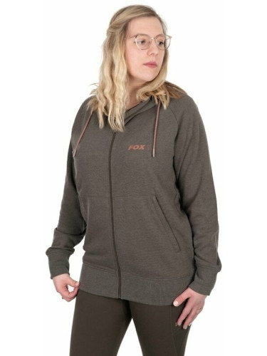 Fox Fishing Суитчер Womens Zipped Hoodie Dusty Olive Marl/Mauve Fox L