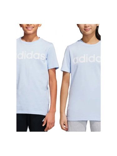 ADIDAS Essentials Linear Logo Cotton Tee Blue Dawn