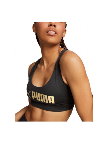 PUMA Fit Mid Impact Training Bra Black/Gold