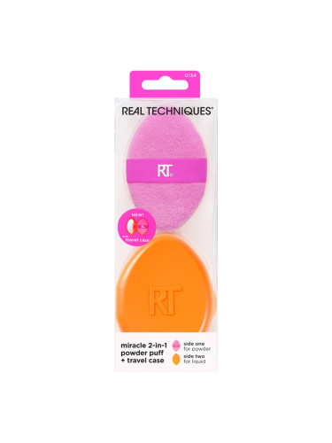 REAL TECHNIQUES Miracle 2-in-1 Powder Puff + case Гъби за грим дамски  