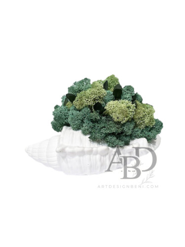 Голяма керамична раковина със скандинавски мъх, ръчна изработка