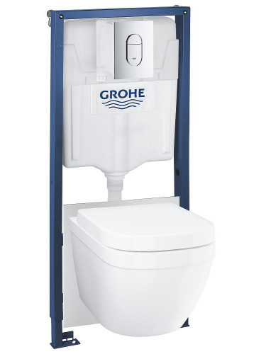 WC комплект за вграждане Grohe Solido 5 в 1, с конзолна чиния и седалка Euro Ceramic