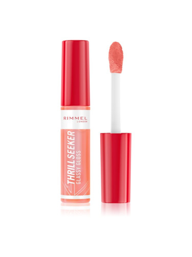 Rimmel Thrill Seeker Glassy Gloss блясък за устни за по-голям обем цвят 250 Peachy Vibes 10 мл.