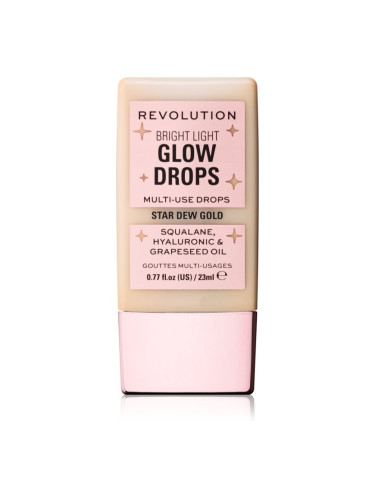 Makeup Revolution Bright Light Glow Drops течен хайлайтър цвят Golden Star Dew 23 мл.