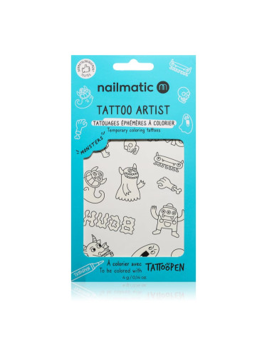 Nailmatic Tattoo Artist Temporary Coloring Tattoos татуировка за деца 3 y+ Monsters 9x16,3 см