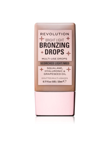 Makeup Revolution Bright Light Bronzing Drops течен бронзант цвят Bronze Scorched 23 мл.