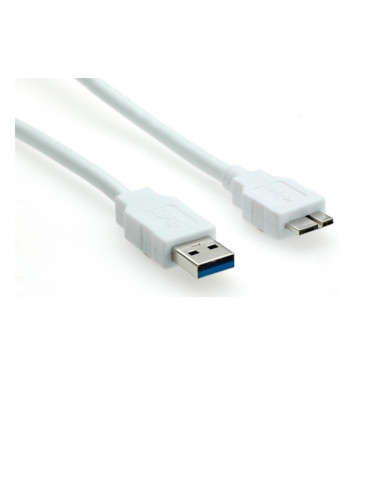 Кабел Roline Value от USB micro B(10-pin)(м)към USB A(м)3.0, 0.8m, бял