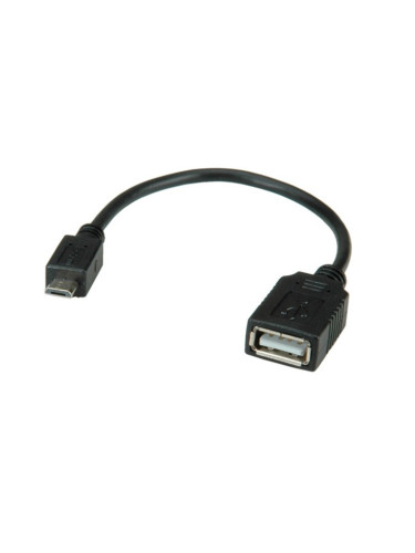 Кабел Roline, USB B(5-pin)(м) към USB A(ж), 0.15m, черен