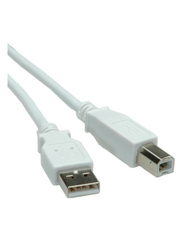 Кабел Roline S3101, USB A(м) към USB B(м), 0.8m, бял