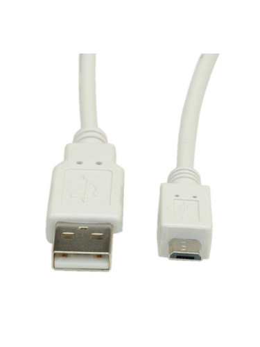 Кабел Roline S3151, USB A(м) към USB Micro B(м), 0.8m, бял