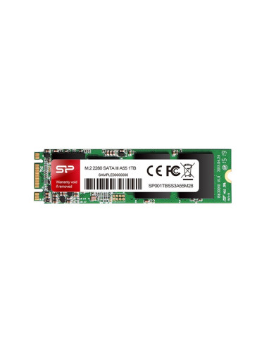 Памет SSD 128GB Silicon Power A55, SATA 6Gb/s, M.2 (2280), скорост на четене 560MB/s, скорост на запис 530MB/s