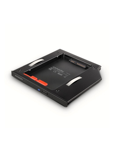 Преходник (mounting bracket) Axagon RSS-CD09, DVD (9.5 mm) към SATA, за втори 2.5" HDD/SSD, черен