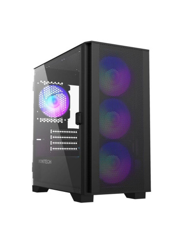 Кутия Montech AIR 100 ARGB, mATX/Mini ITX, 2x USB 3.0, прозорец, черна, без захранване