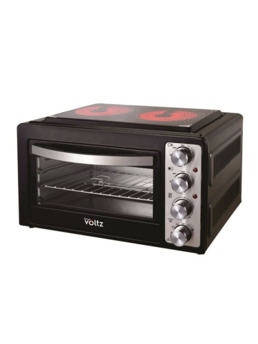 Мини готварска печка Oliver Voltz OV51441A38, електрическа, 2 нагревателни зони, 38 л. капацитет на фурната, механично управление, черна
