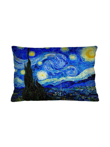 Bertoni Home Unisex's Rectangular Pillow Van Gogh Elegance Print Gwiaździsta Noc Navy Blue