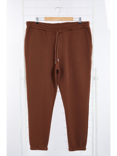 Trendyol Brown Plus Size Regular Cut Elastic Leg Basic Fleece Sweatpants