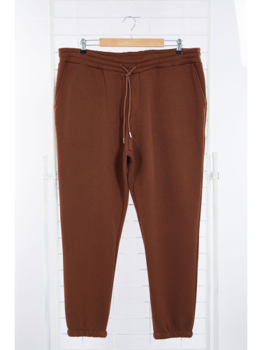 Trendyol Brown Plus Size Regular/Normal Cut Elastic Leg Fleece Sweatpants