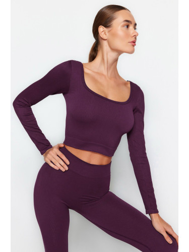 Trendyol Plum Seamless Crop Extra Stretchy Knitted Sports Top/Blouse