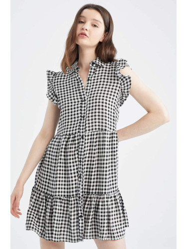 DEFACTO Sleeveless Colour Block Polka Dot Print Mini Dress