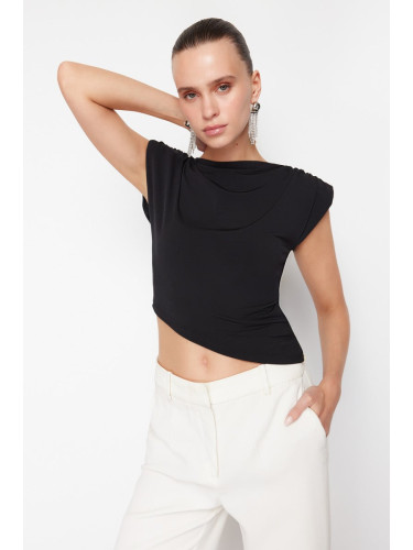 Trendyol Black Asymmetric Padded Knitted Blouse