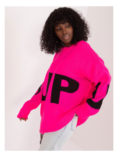 Pink oversize sweater with inscription