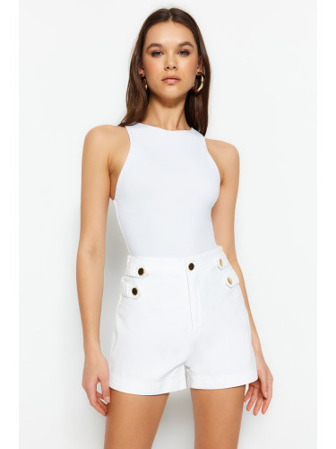 Trendyol White Button Detailed Shorts