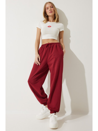 Happiness İstanbul Women's Burgundy Baggy Jogging Sweatpants