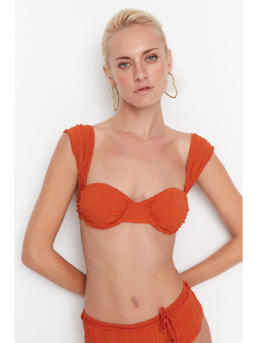 Trendyol Brown Textured Bikini Top