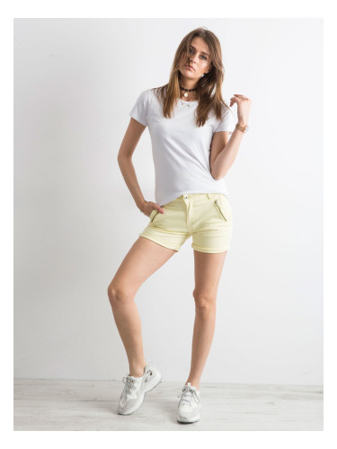 Light Yellow Denim Shorts