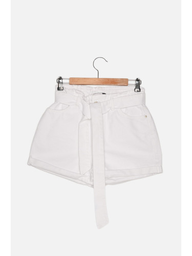 Trendyol White Tie Detailed Denim Shorts
