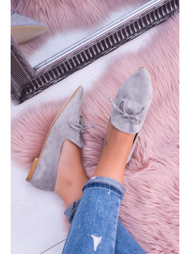 Lu Boo Grey Ballerinas Suede Loafers Feliciano