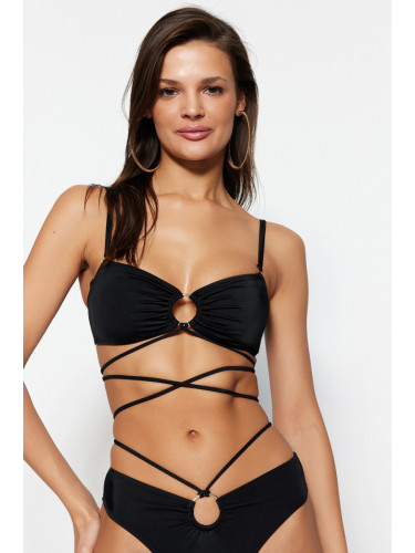 Trendyol Black Strapless Accessorized Bikini Top