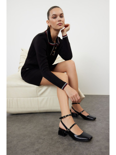 Trendyol Black Mary Jane Ankle Strap Square Toe Women's Heeled Shoes