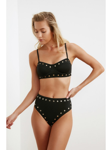 Trendyol Black Trok Stone Bikini Bottom